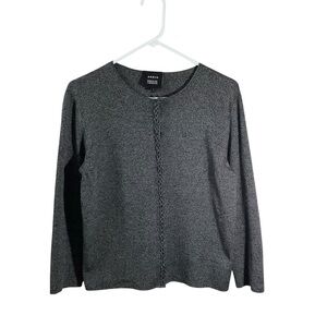 Akris x Bergdorf Mulberry Goldman Silk Blend Charcoal Knit Sweater Cardigan